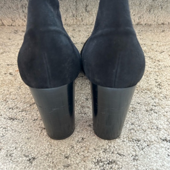 Aquatalia size 11 great used condition Black and Blue Heeled Boots Suede - Picture 10 of 11